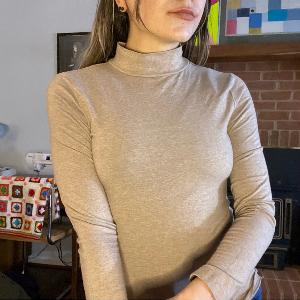 Mock Neck Stretch Soft Oatmeal Beige Turtle Neck Layering Top Croft & B… - Picture 1 of 10